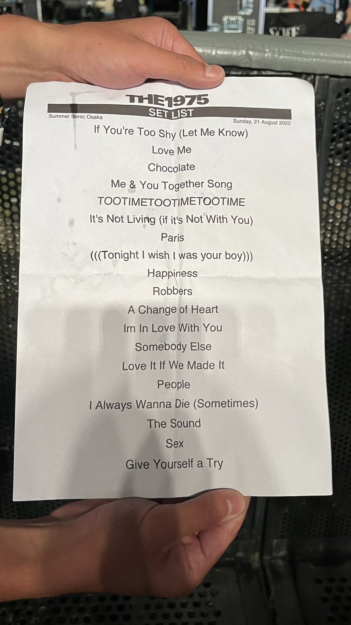 The 1975 TH on Twitter "Set list The 1975 at Summer Sonic Osaka 2022