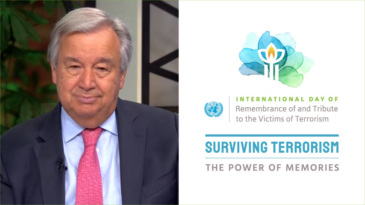 On the 5th International Day, the @UN stands in solidarity with #VictimsOfTerrorism 

🗓️ Watch: bit.ly/VOT2022-Liveev… - 6 languages

Surviving Terrorism: The Power of Memories
w/ @antonioguterres & #GroupofFriends

#UNiteforVictimsofTerrorism #UNCCT
👉bit.ly/INFO-VOT2022