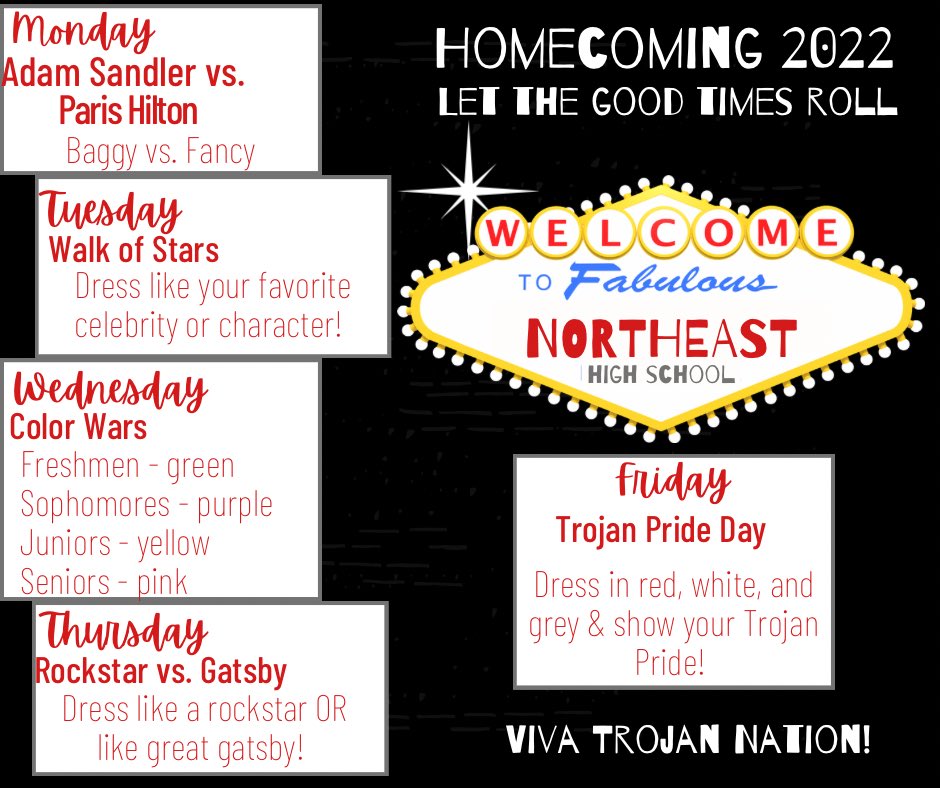 TrojanNation11's tweet photo. We are a week from kickoff &amp; just 3 weeks from homecoming week (9/12-9/16)! Cannot wait to see those Friday Night Lights &amp; #LetTheGoodTimesRoll!!

Homecoming is September 16th so mark your calendars &amp; plan your dress up days!! https://t.co/jzjODLbbVm