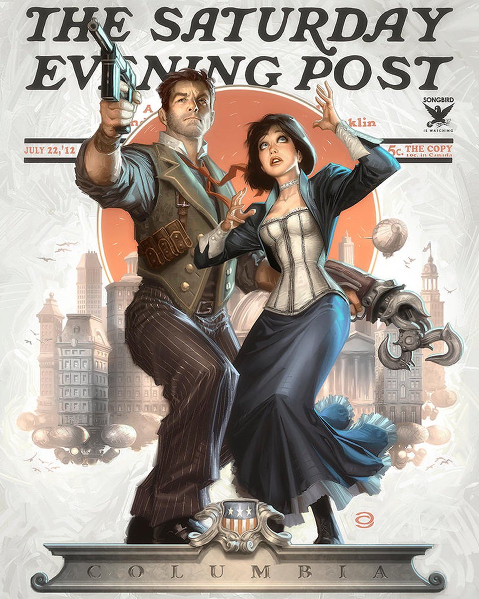 2K's tweet photo. Booker &amp; Elizabeth, 2 of the best to ever do it 😤👑 #BioShock15

(🎨: @AlexGarnerArt) https://t.co/5LkNQG5zp3