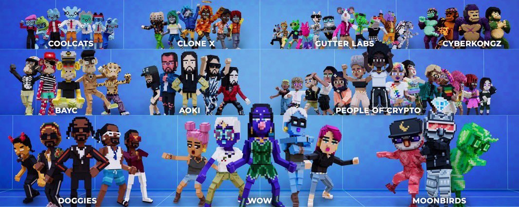 You can enjoy some the coolest #NFT collections and brands to play as in #SandboxAlphaS3 👇 

<a href="/moonbirds/">Moonbirds</a> 
<a href="/OlivexFitness/">OliveX Fitness Metaverse</a> 
@People0fCrypto 
<a href="/GutterCatGang/">Gutter Cat Gang</a> 
<a href="/RTFKT/">RTFKT</a>
@coolcatsnft 
<a href="/ToolsOfRockNFT/">TOR</a>
<a href="/CyberKongz/">CyberKongz</a>