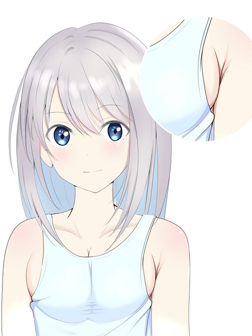 タンクトップのここが好きというイラスト(オリジナル) 