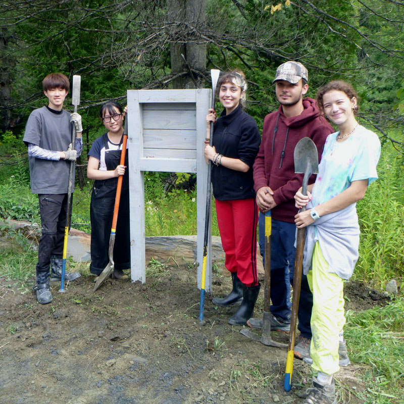 Putting in informational sign boards along the Cross Vt Trail route. Our annual August volunteer trail crew has been in full swing the past few weeks, catching up on a variety of needed tasks, looks good keep digging!