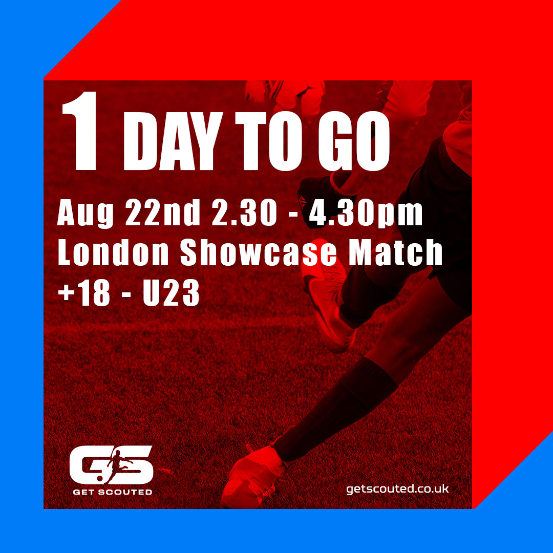 GScouted's tweet photo. **1 DAY TO GO**

GET YOUR TICKETS FOR THE GS SHOWCASE MATCH

https://t.co/TCjt07LrWT
https://t.co/dD3RlfOfee 
https://t.co/qDVW0UiQNJ 
https://t.co/1PleQmkmbg 

Venue: Rectory Park, UB5 6AU

Date: 22/08/2022 https://t.co/5wzJaULgWQ