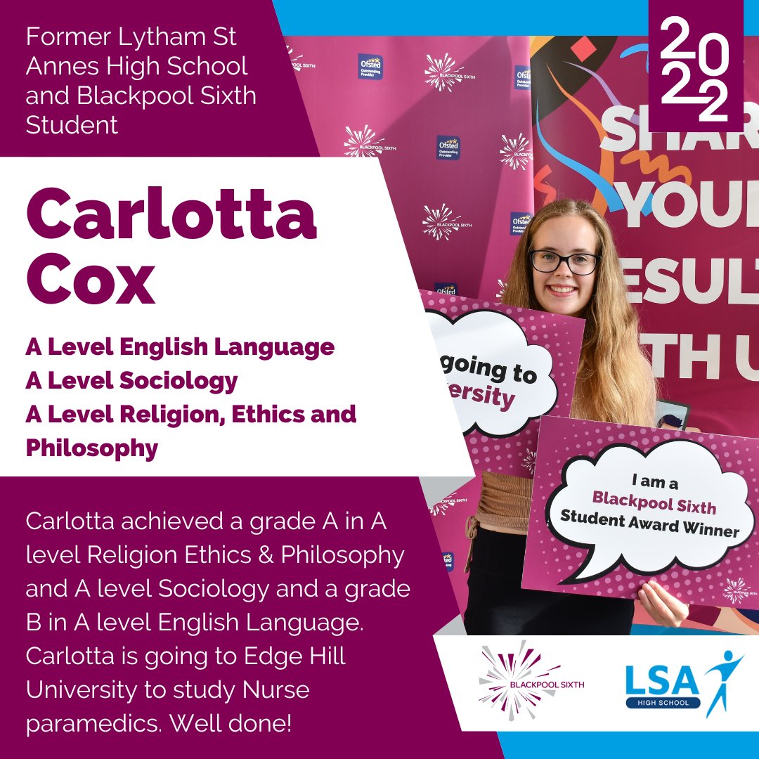 BlackpoolSixth's tweet photo. π Student Success π Congratulations to all of our students who have received their results, here are a few of our A level students! #B6RESULTS https://t.co/RanrTIyFXm