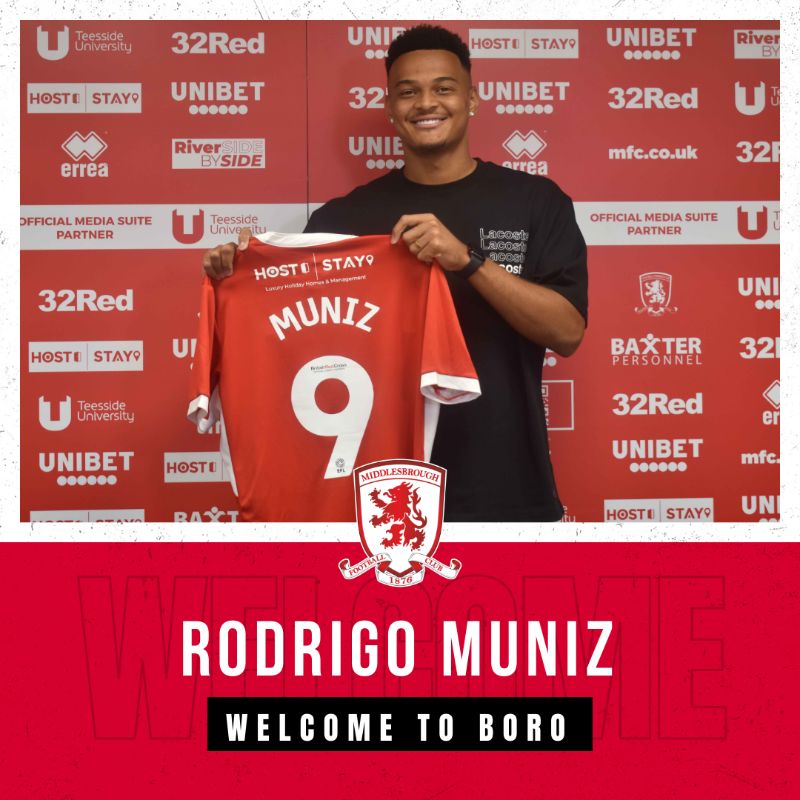 Boro's tweet photo. Welcome to #Boro, @RodrigoMuniz019! 🇧🇷😁 #UTB