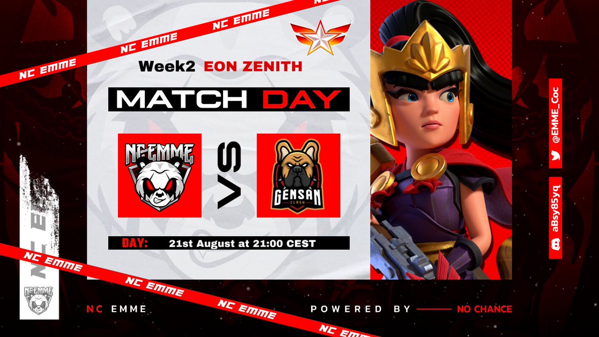 🏹 <a href="/EonLeagueOff/">Eon League</a> Week 2

NC EMME 🆚 <a href="/ClashGensan/">GENSAN CLASH</a>

🕛 Today 21:00 CEST
🎙 <a href="/Aries__Gaming/">Aries</a> stream ➡️  twitch.tv/ariesgaming8

#EnjoyModEMME 🇮🇹