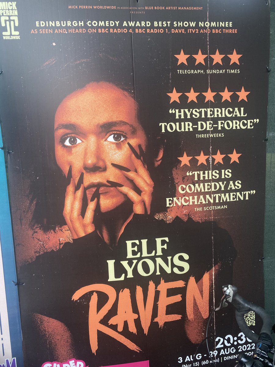 Please tell me @elf_lyons is winning an award for her show #Raven!? #comedianschoice @ComedyAwards It’s SUBLIME!! I’ve seen 35+ shows now, this has jumped to the top spot. Incredible! True spirit of the fringe. WOW. @edfringe magic ✨grab tickets while you can! 👏🏻👏🏻👏🏻 #edfringe