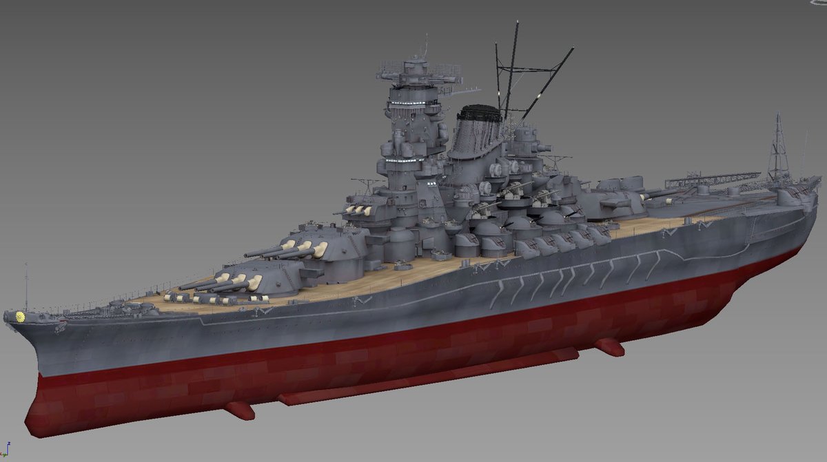 zozi009's tweet image. ローポリ大和できたー。43万ポリゴン。最近はもう少し多くてもいけるのではなかろうかとか思ってる。
#zozi艦隊