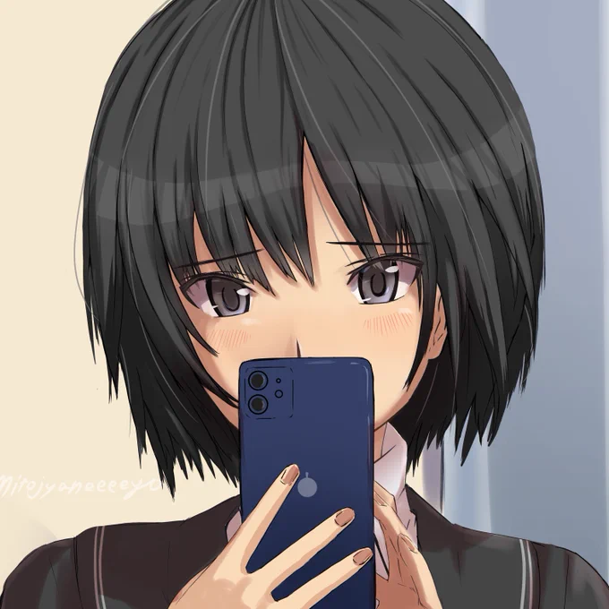 『七咲逢の自撮り』完成しました!顔、髪、スカートの造形にこだわりました。ぜひ見てみてください。よろしくお願いします～#アマガミ #七咲逢 #イラスト #illustration 