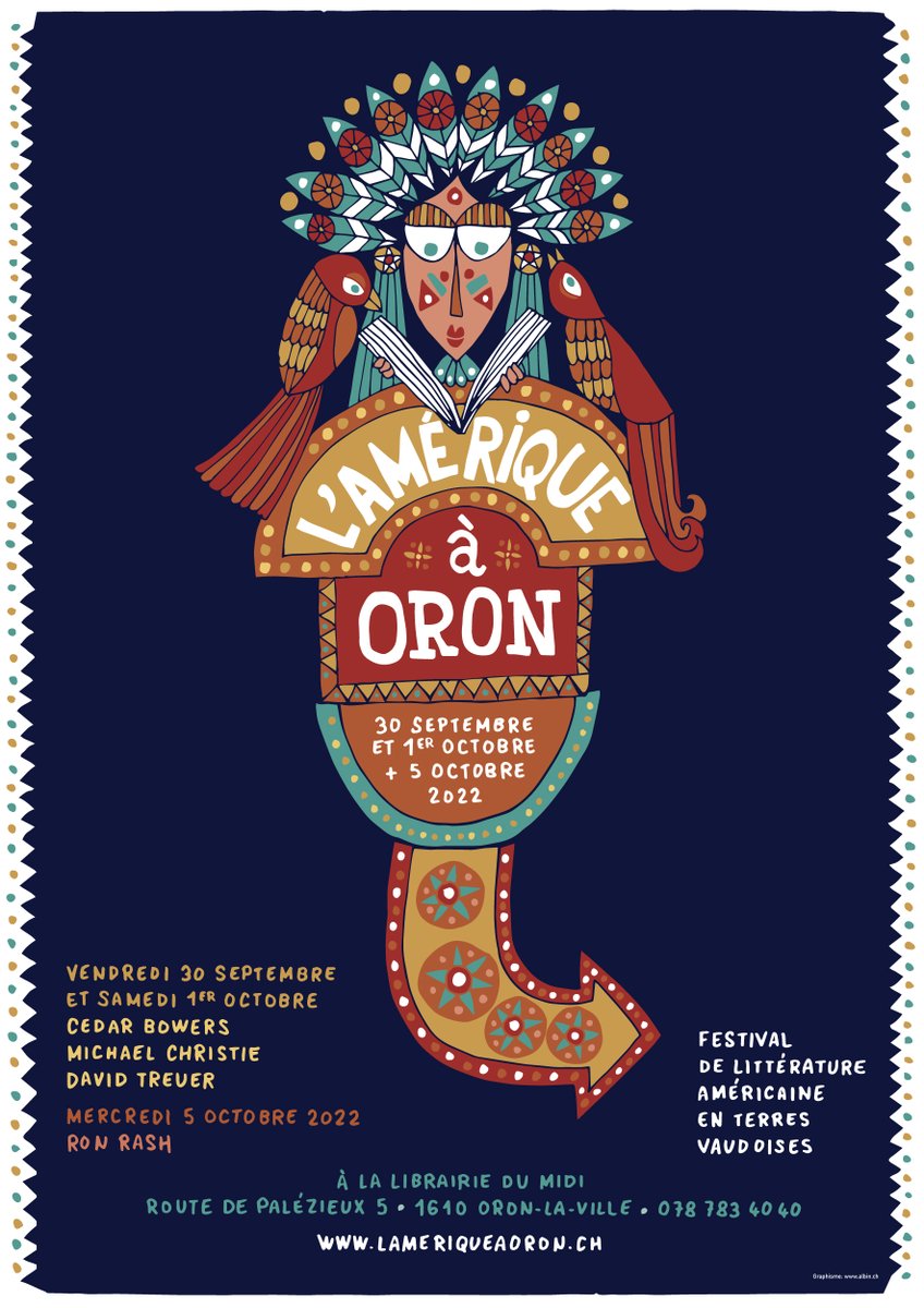 L'Amérique à Oron revient ! Rendez-vous les 30 septembre, 1er et 5 octobre avec Cedar Bowers, Michael Christie, @DavidTreuer et Ron Rash - lameriqueaoron.ch