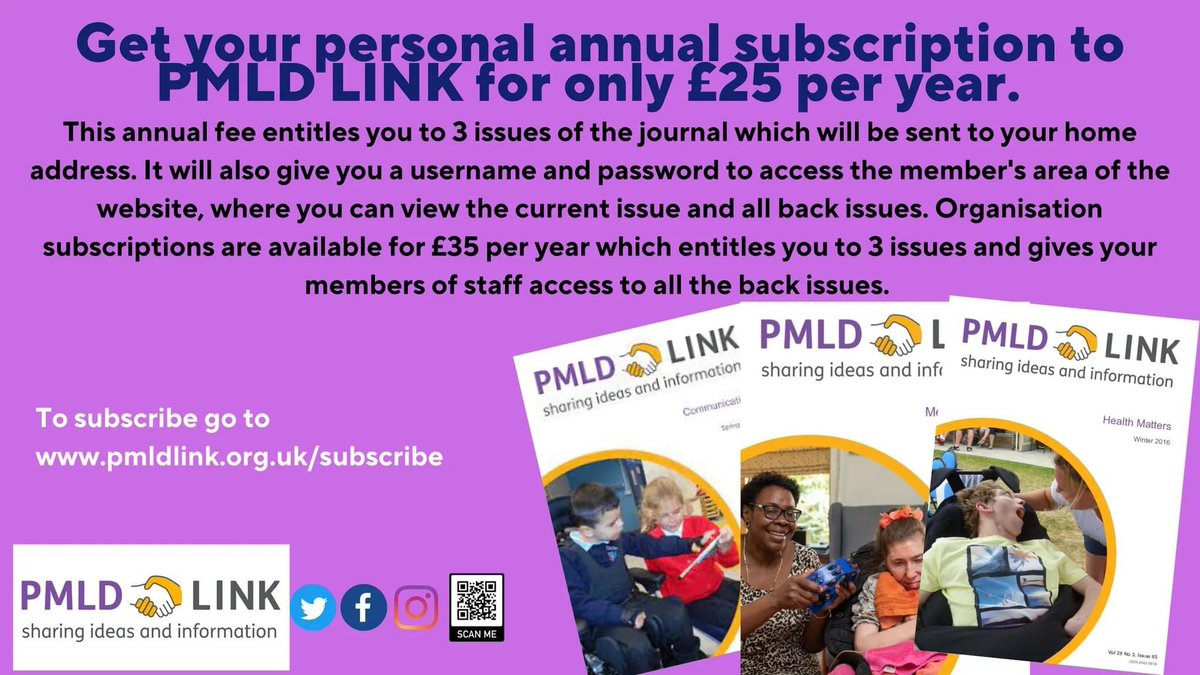 PMLDlink's tweet photo. Thank you to everyone that has followed us recently. To subscribe to the journal go to ➡️ https://t.co/Y7IV3JeYeZ #PMLD #PMLDLink https://t.co/UiFzJLuqUT