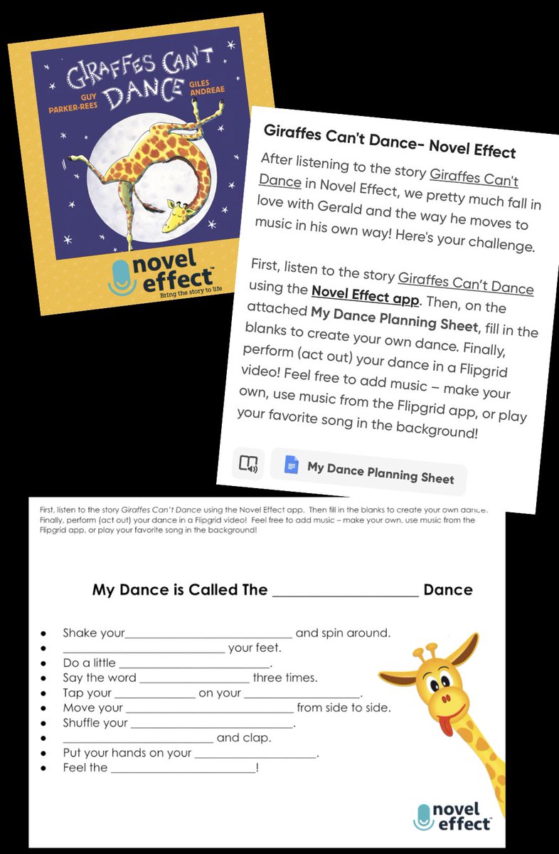 kerszi's tweet photo. Did you know that @Novel_Effect has lots of awesome topics in the @MicrosoftFlip #DiscoveryLibrary? These are ready-made book-related extension topics mostly focused on listening, sounds, & creativity!
🦒 Check out this one for Giraffes Can’t Dance: https://t.co/vzBD0qaXXV https://t.co/1Y2JEoSZBs