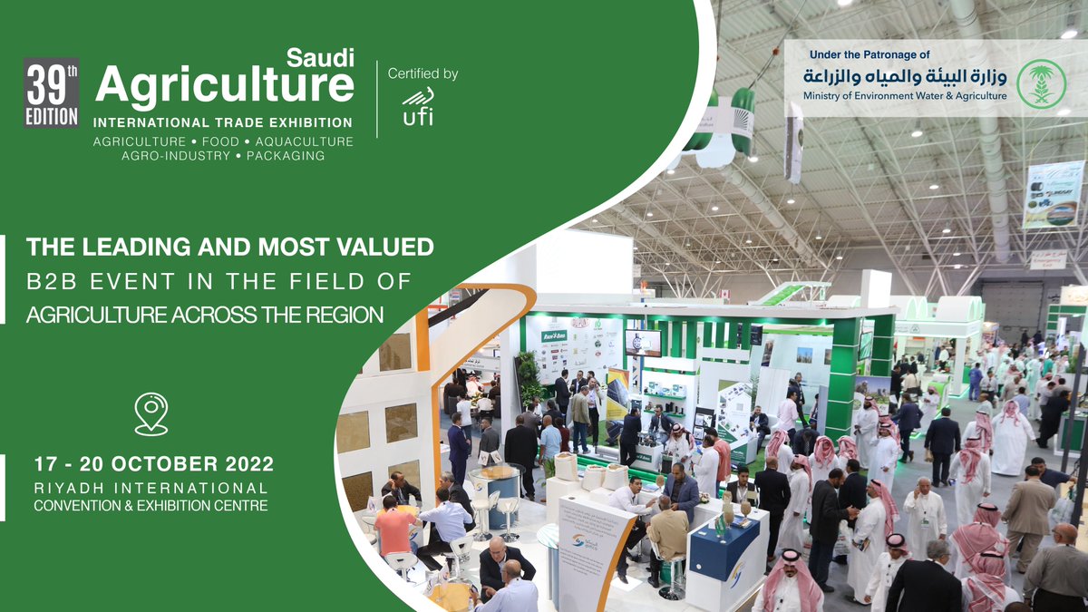 SaudiAgri's tweet photo. For 39 years, #SaudiAgriculture has retained its position as a premier exhibition highlighting current dynamics and prospects for the Kingdom’s #agricultural sector.

Learn more https://t.co/dl4tdCBONn 

#SaudiArabia https://t.co/OsrBsfcE5H