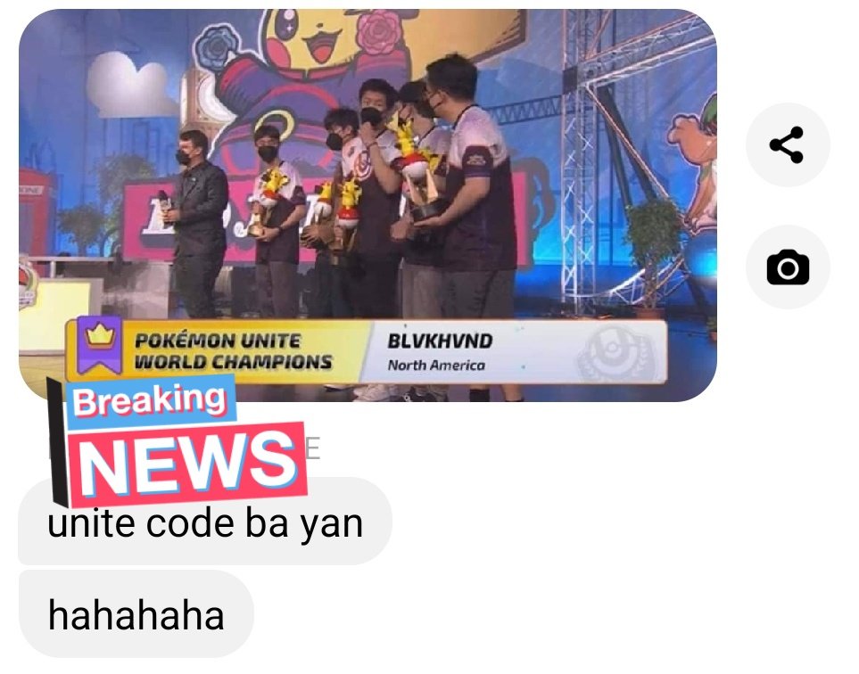 KuyaWilcelFBGG's tweet photo. Yo UNITE!! Any freebies for the playerbase? Players from all around the world + BLVKHVND won the WORLDS2022? I'm asking because someone from my local group asked if the group's name is a UNITE CODE 🤣🤣🤣

Congratulations again BLVKHVND! Dasurb!!

@PokemonUnite @blvkhvnd https://t.co/ZvAUZ4Xrr8