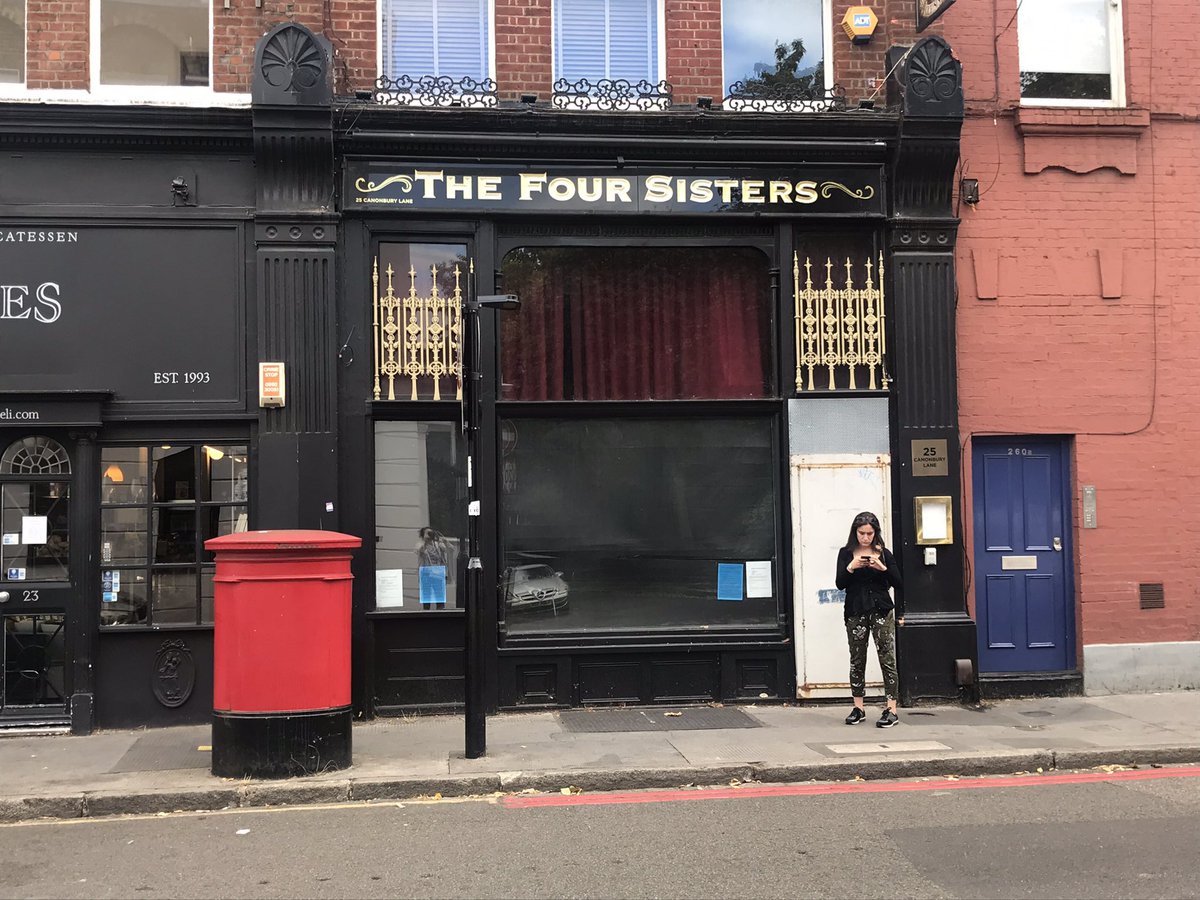 PubsSaving's tweet photo. New licence application for long closed The Four Sisters pub off Upper Street. Interesting to see an application to show films - the pub is tiny! Always was a good pub to go to before a gig at The Union Chapel. #newbars #upperstreet https://t.co/aJkg0uDZHS