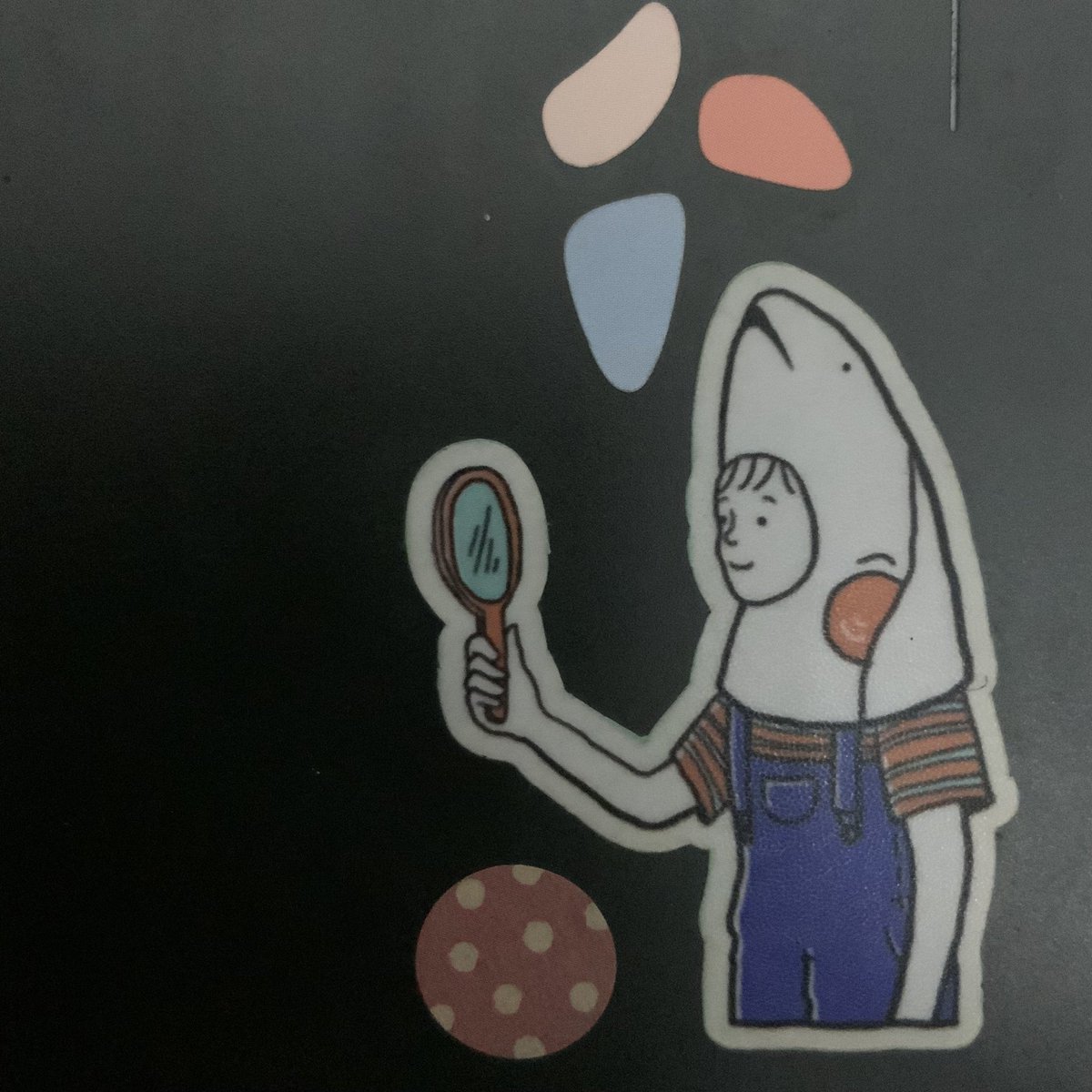salmoncartoon's tweet photo. the sketch:                                the sticker: https://t.co/u2347LuIw5