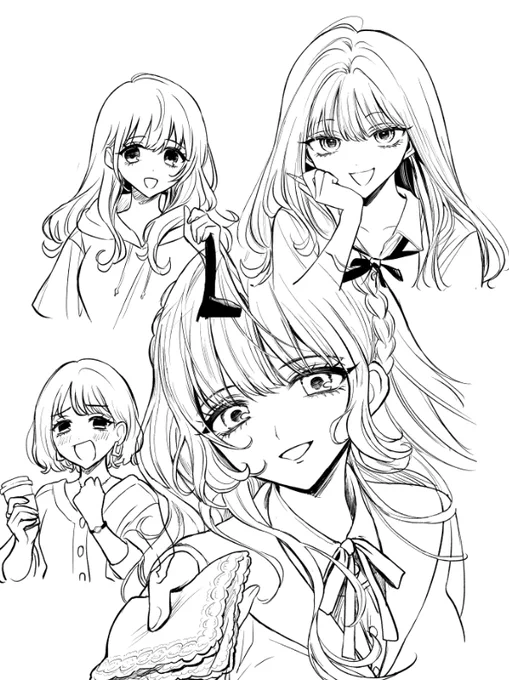 昔描いた女たちの線画 