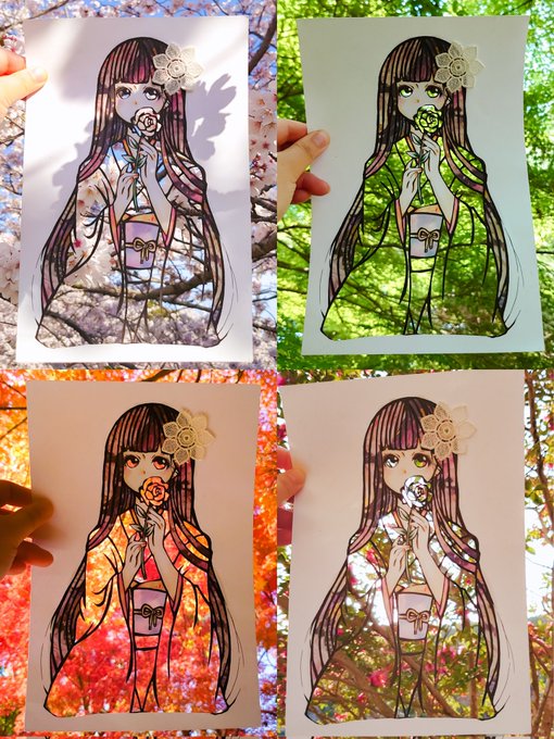 切り絵　田舎の四季/春夏秋冬４点セット 切り絵　田舎の四季/春夏秋冬４点セット