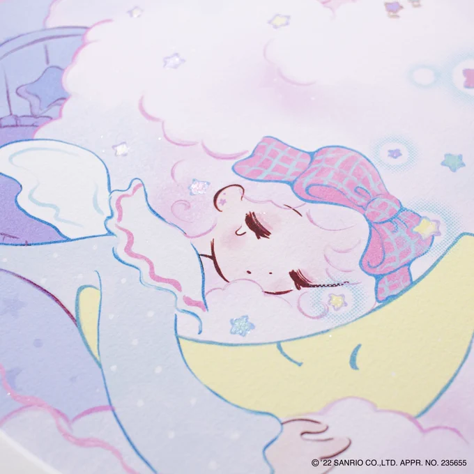 "Little Twin Stars &amp; Me"─こわい夢を見た夜も大丈夫。きっと雲間から見守って、やさしい星明りで照らしてくれるから複製原画+手彩色 *限定8枚Online shop(open 8.24〜8.29) 
