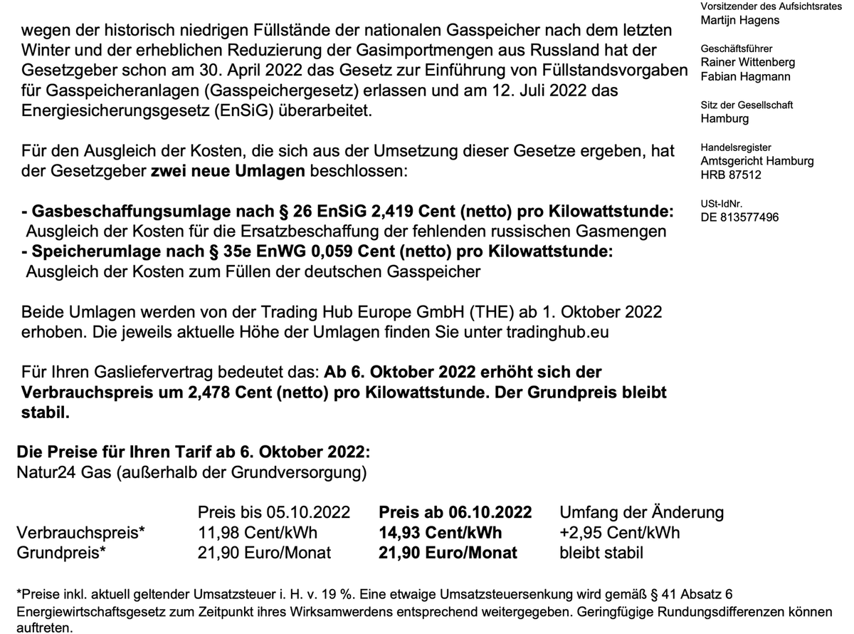 gresch's tweet photo. @Vattenfall_De / Berlin erhöht den #Gaspreis um knapp 25%. Begründung: "niedrige Füllstände der Gasspeicher nach dem letzten Winter".  Dass aus diesen weiterhin zB nach Polen abgeleitet wird - Zufall. Dass hier manche sich die Taschen füllen - Zufall. Dass viele verarmen - Zufall https://t.co/DtGs0s0Ysk
