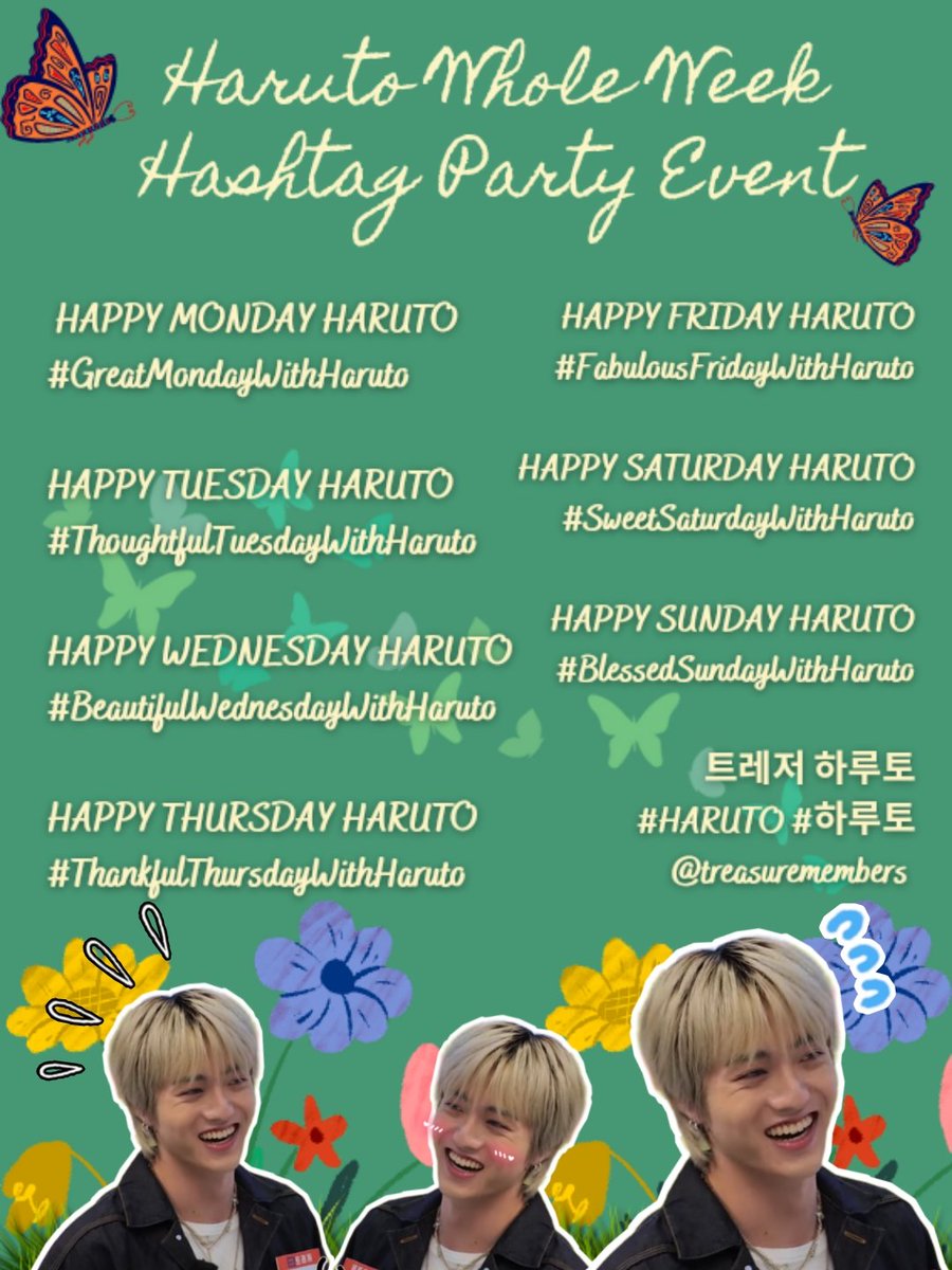 "Please continue loving me, I like to be loved"
~ Haruto

Join us as we do a week long Hashtag Party for #HARUTO 🥰 for him to be reminded once again how much we love &amp; appreciate him.

HT party will start tomorrow @
10:00am KST (Morning Schedule)
8:00pm KST (Evening Schedule)