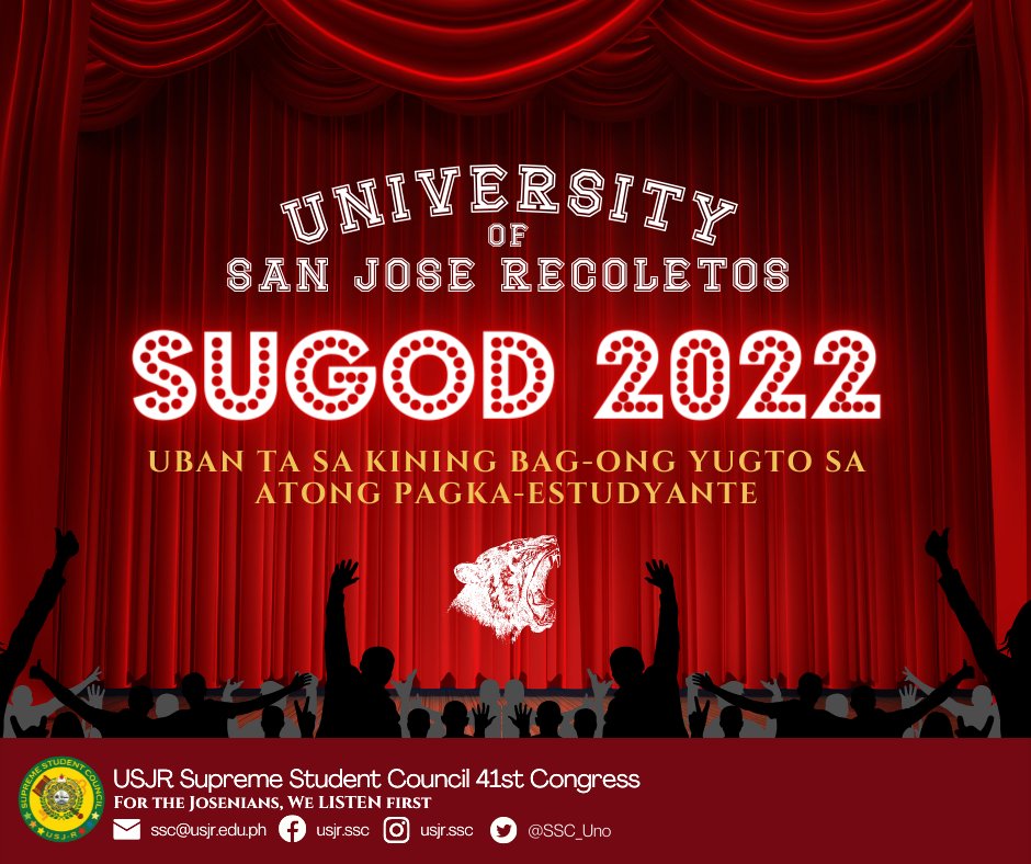 Hello, Josenians! Okay ra mo? Okay ra sad ko!

Recent tea: bongga daw ang SUGOD sa atong school year karon! Kinsay excited for this year's welcome week? Kitakits! 
#WelcomeWeek2022
#SomethingNewJosenians