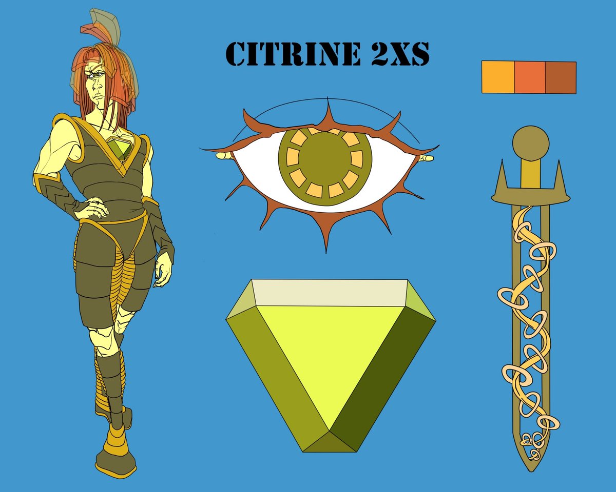 Cyclopecat1's tweet photo. Meet Citrine 2XS, one of the experimental earth citrines . Pronoun : she/her. Gender: nonbinary
#StevenUniverse 
#fangem 
#gemsona
#OC 
#StopWar 
#nonbinary https://t.co/Ci2dIhQE4g