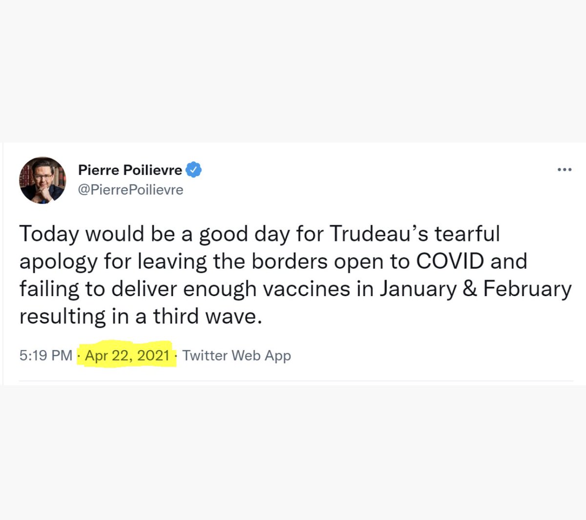 You know…back before he was courting the alt-right faux-freedom clan. When PP was in favour of closing borders and taking vaccines. #FlipFloppingPP #cdnpoli