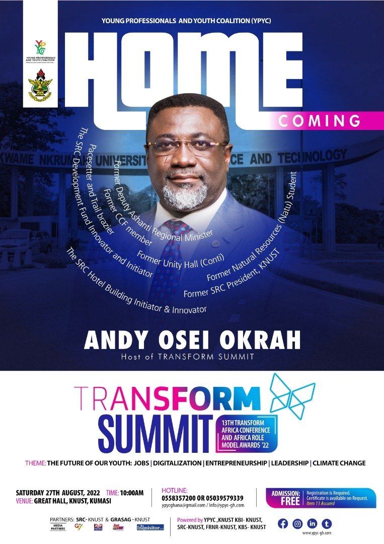 TransformSum's tweet photo. Reserve your Spot for this Year's special edition of the #MTNPulse Transform Summit and #YPRM awards in-person or streamed free online today!

🎦👉https://t.co/jkclMtkAm5.

For enquires☎️📲: 𝟎𝟓𝟓𝟖𝟑𝟓𝟕𝟐𝟎𝟎. 
#MPTS22
#KNUST
#TransformationalLeadership https://t.co/7N4cuXrcld
