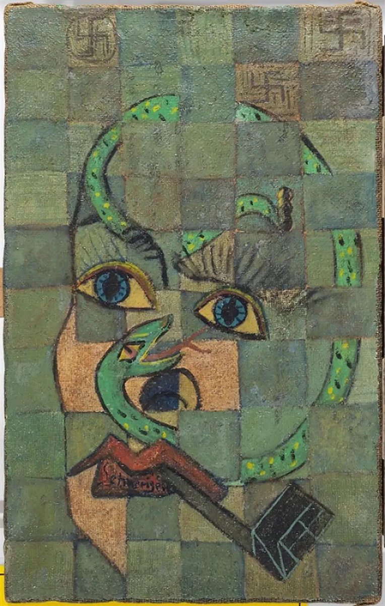 ICCD18's tweet photo. Deseoso de saber la opinión de Picasso Fundación París sobre esta obra “descubierta” en #Italia y que una experta no tiene duda sea #picasso. Un homenaje a su amigo #paulklee y una sátira a #hitler!los pigmentos la ubican entre 1935-37?!🤷🏻‍♂️🤦🏻Barbaridad tras barbaridad! @mPICASSOm https://t.co/VspicZRxPa