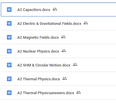 A-Level Physics teachers. Please find below hundreds of short, mostly recall Qs for much of the Y2 course. Posted AS yesterday. Pls retweet if useful🙂 #chatphysics drive.google.com/drive/folders/…
