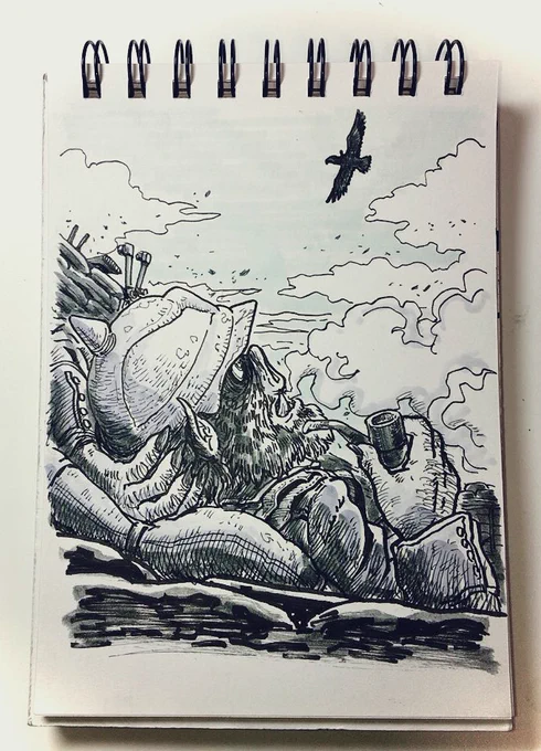 塹壕オークだとこんなの描いてみてた https://t.co/RH0sRfKTwX 