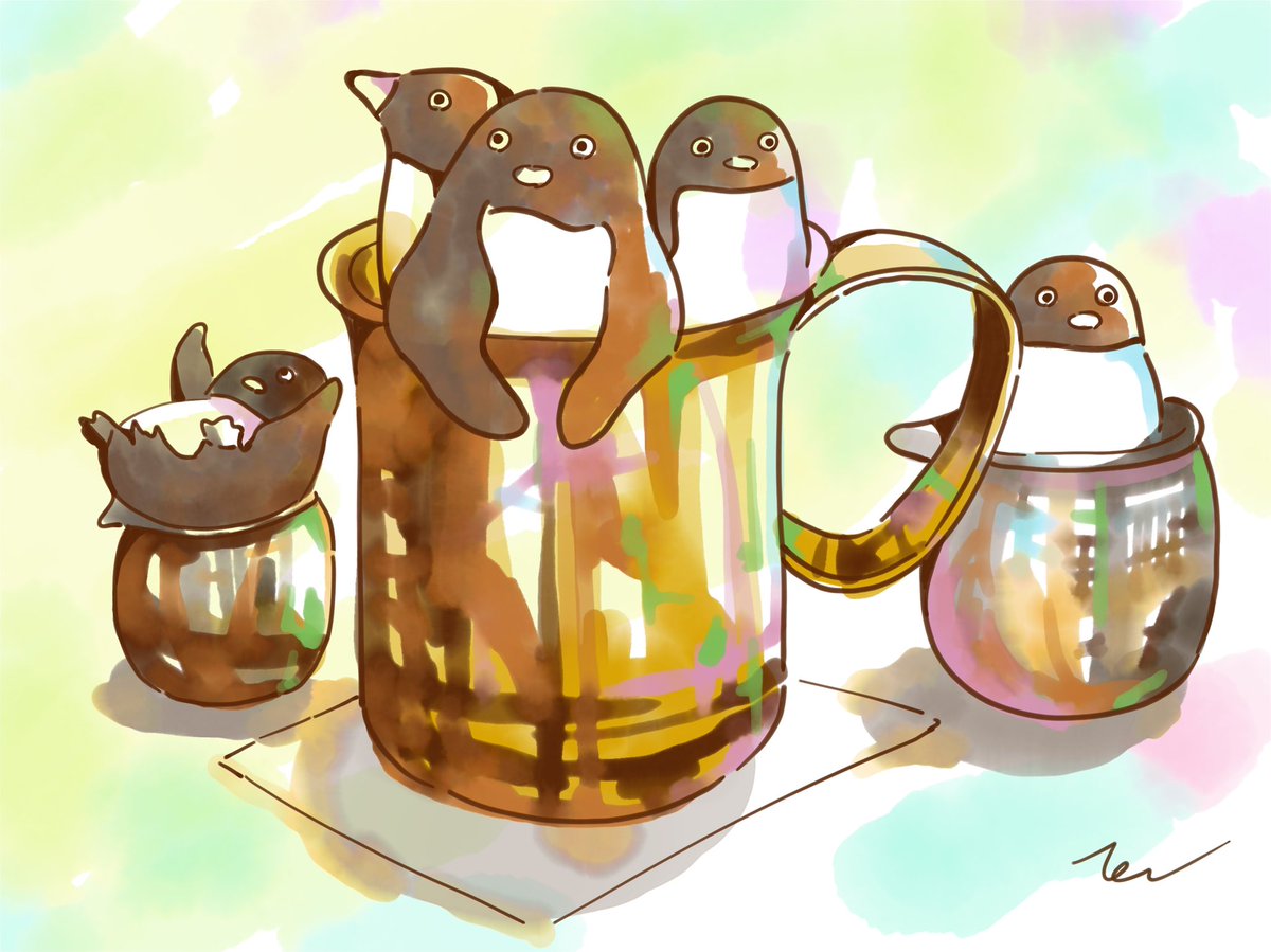 「アイスコーヒーを注文。 」|ペンギンラッシュのイラスト