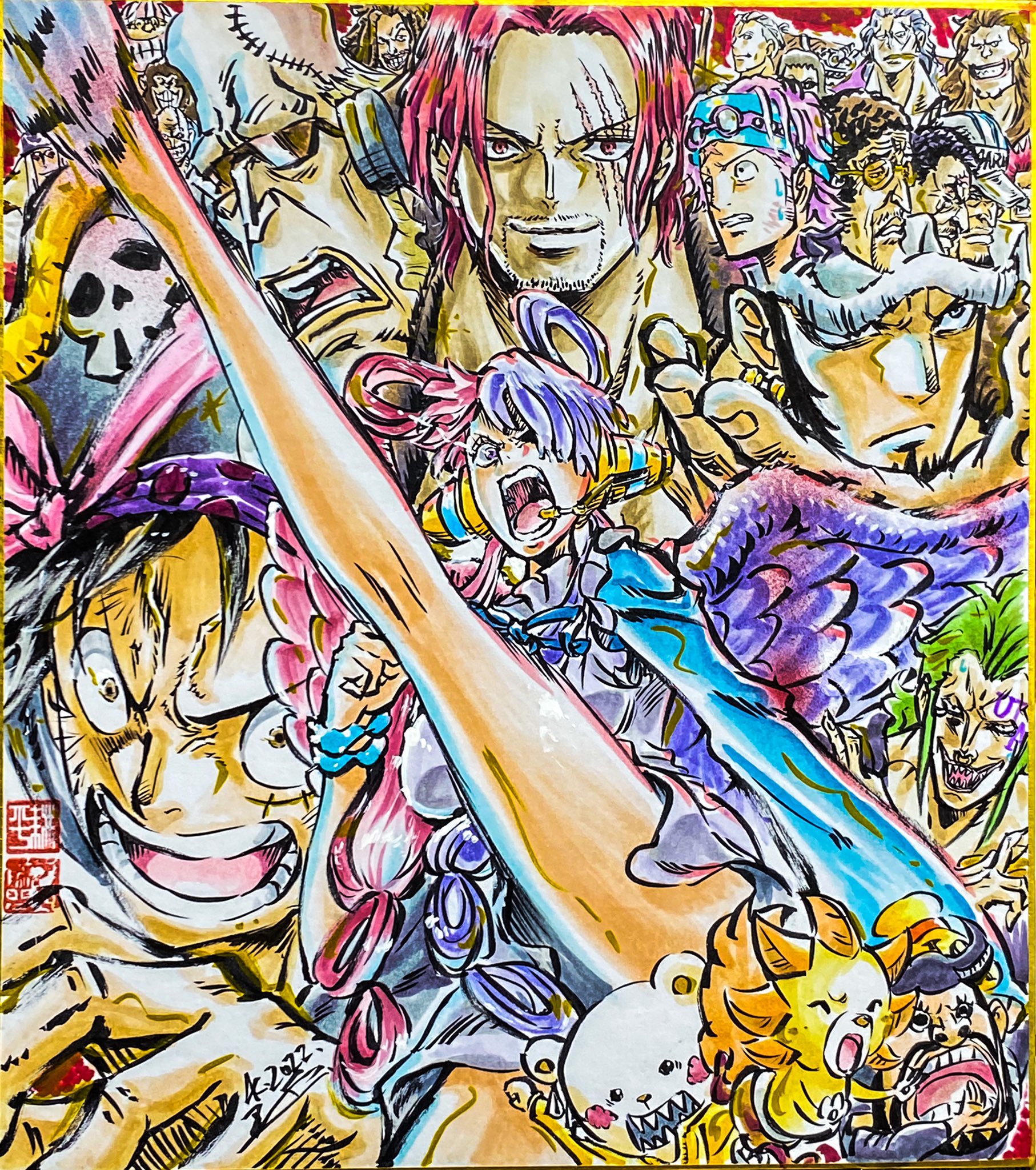 アしや 芦谷 耕平 大ヒット上映中 映画 One Piece Film Red 作画監督を担当したメインパートは激しいロック調でウタのシャウトも格好良い 逆光 のliveシーン 他 色々お手伝いさせて頂きました 怒りよ Onepiece Op Filmred
