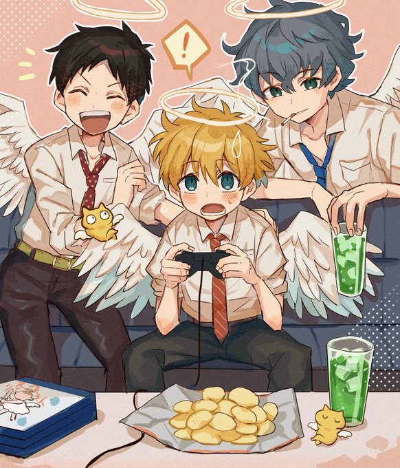 「chips (food) multiple boys」 illustration images(Latest)