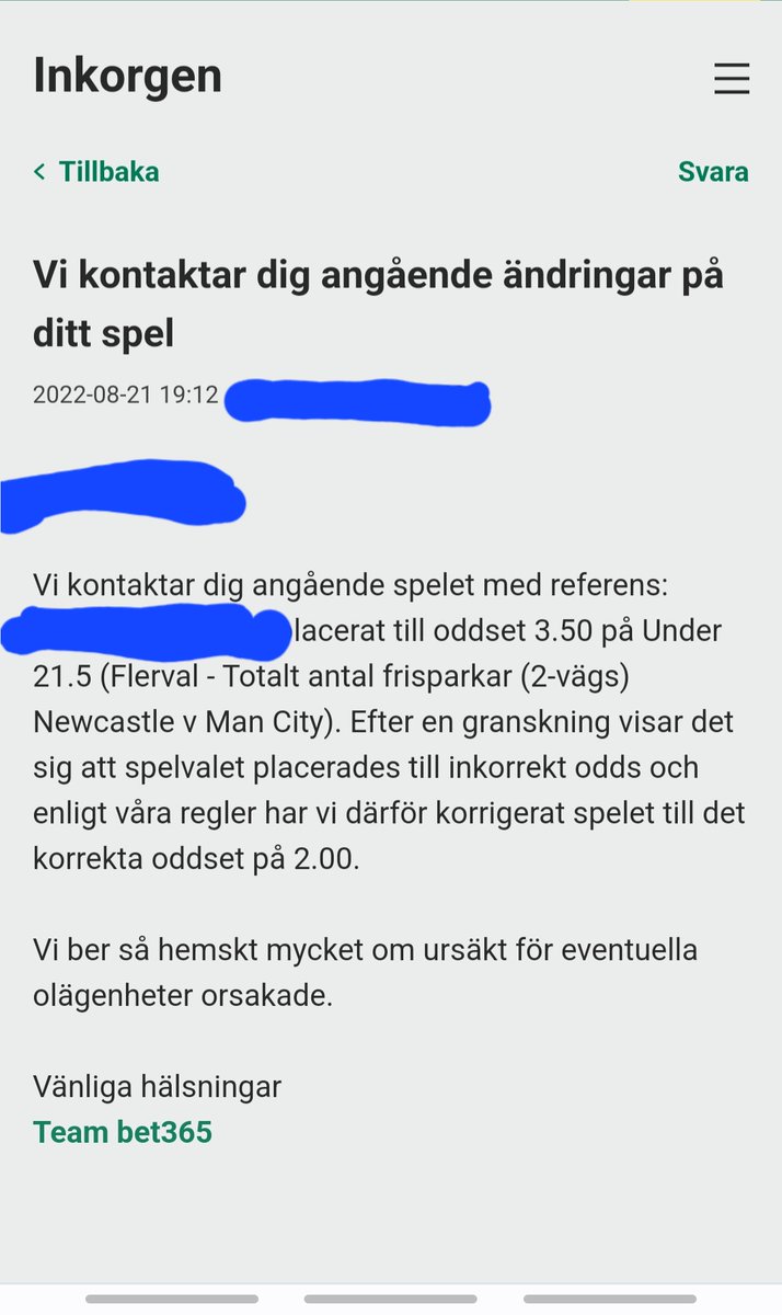 Here you have <a href="/bet365_se/">bet365 Sverige</a> and their illegal works. They change the odds during second half of the game and expect people to just take it? This is pure robbery by mobsters <a href="/lagligtspel/">Spelinspektionen</a>