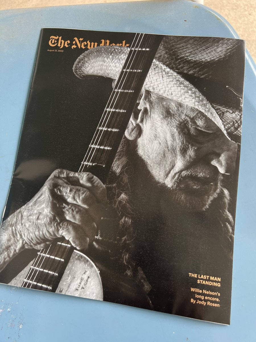 Andylanger's tweet photo. The terrific @NYTmag profile of @WillieNelson has been online for days, but the print edition’s picture of roadies carting out the late Bobbie Nelson’s piano on the table of contents is heartbreaking perfection, particularly fitting for a piece about what Willie’s endured lately https://t.co/2mr8mdKk9j