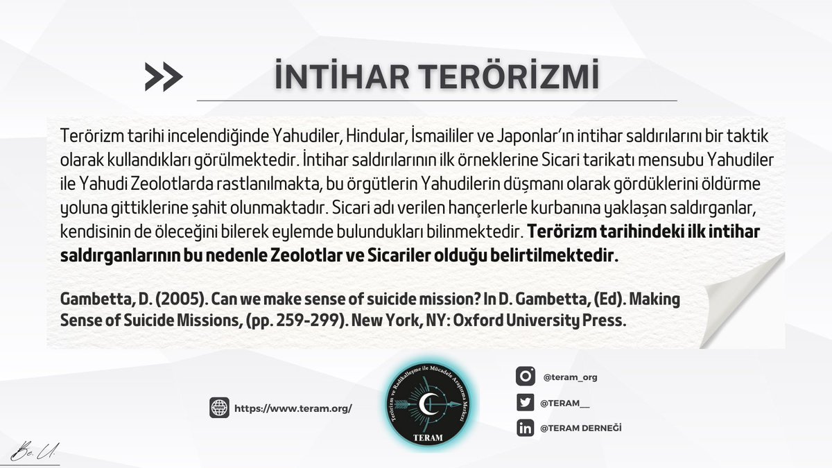TAAM_Merkezi's tweet photo. Terör ve Terörizm Kavramları❓
İntihar Terörizmi Nedir?
#TERAM #Terörizm #Terör https://t.co/6pEu2DmMrK