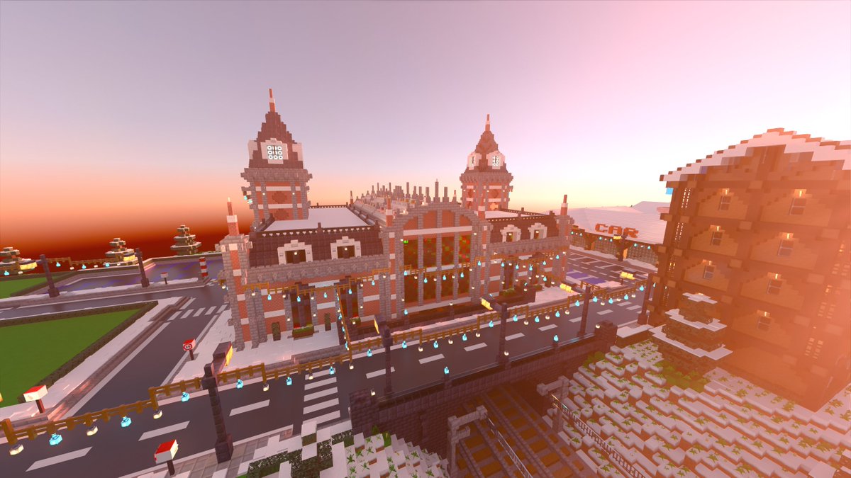 TeamAlphadia's tweet photo. La gare de Snow-Hills a pour thème la fête de Noël. On y trouve beaucoup de décorations comme des guirlandes, ainsi que des jeux de lumières avec ses nombreux vitraux présents aux murs et au plafond.

#Minecraft 
#MinecraftBuilds
#MinecraftServer 
#Alphadia https://t.co/LGn5G8Suud