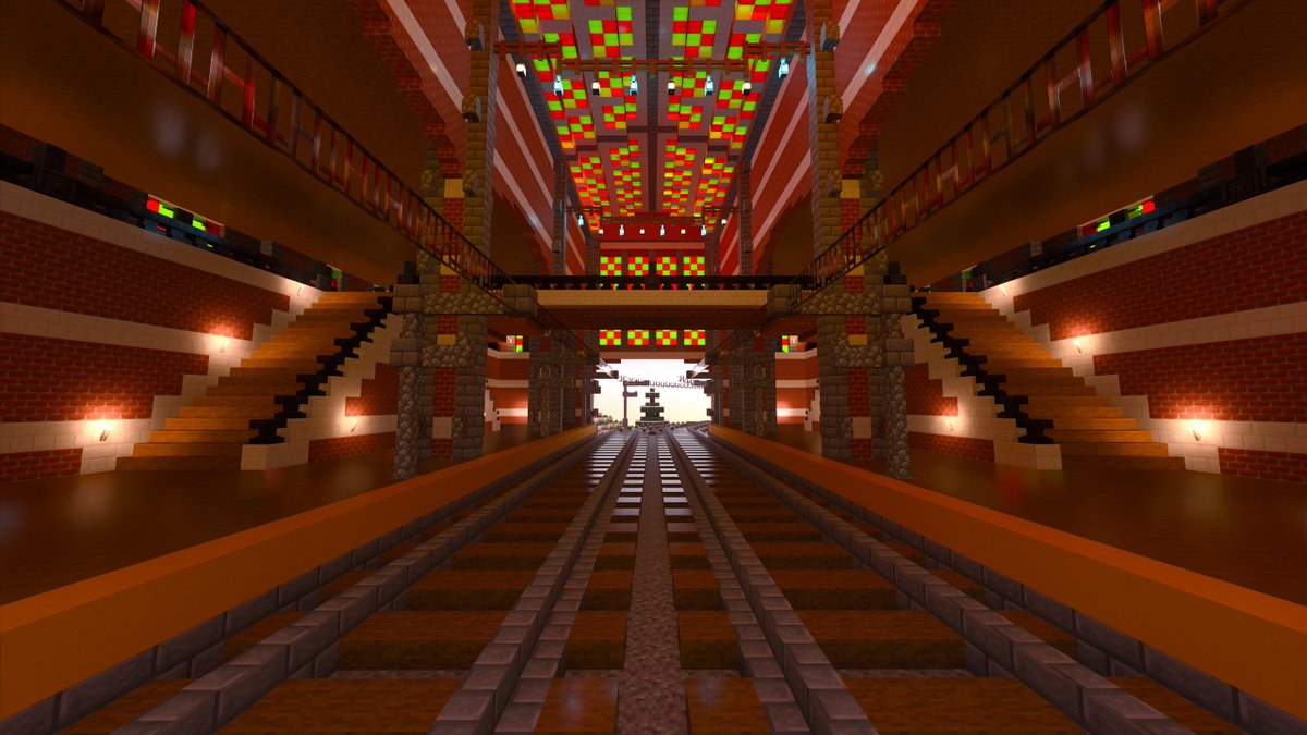 TeamAlphadia's tweet photo. La gare de Snow-Hills a pour thème la fête de Noël. On y trouve beaucoup de décorations comme des guirlandes, ainsi que des jeux de lumières avec ses nombreux vitraux présents aux murs et au plafond.

#Minecraft 
#MinecraftBuilds
#MinecraftServer 
#Alphadia https://t.co/LGn5G8Suud
