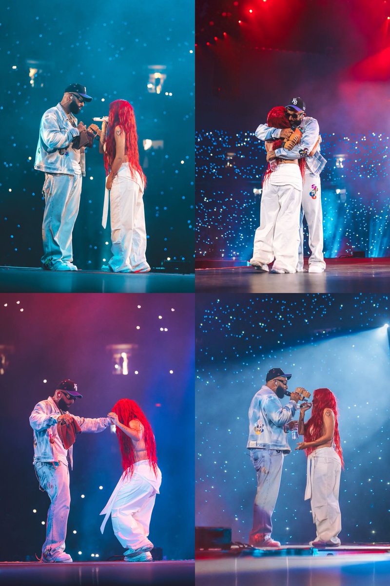 karol g &amp; eladio carrion at the coliseo in puerto rico. ✨