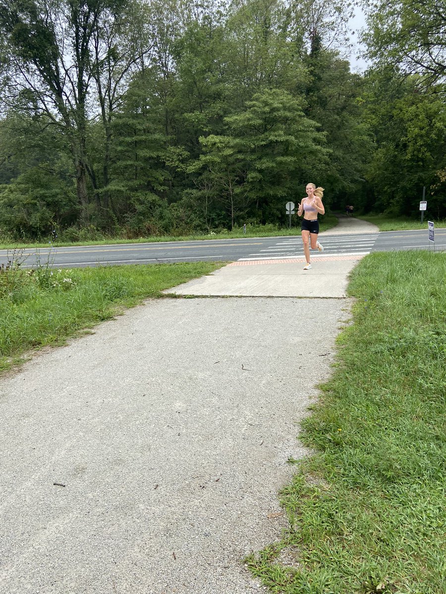 AlbionXCTF's tweet photo. Happy moments from today’s first (medium) long run together at the Kal-Haven Trail! Lots of smiles and group running. #GoBrits #ACXCTF #Purpose https://t.co/7iKLMia071