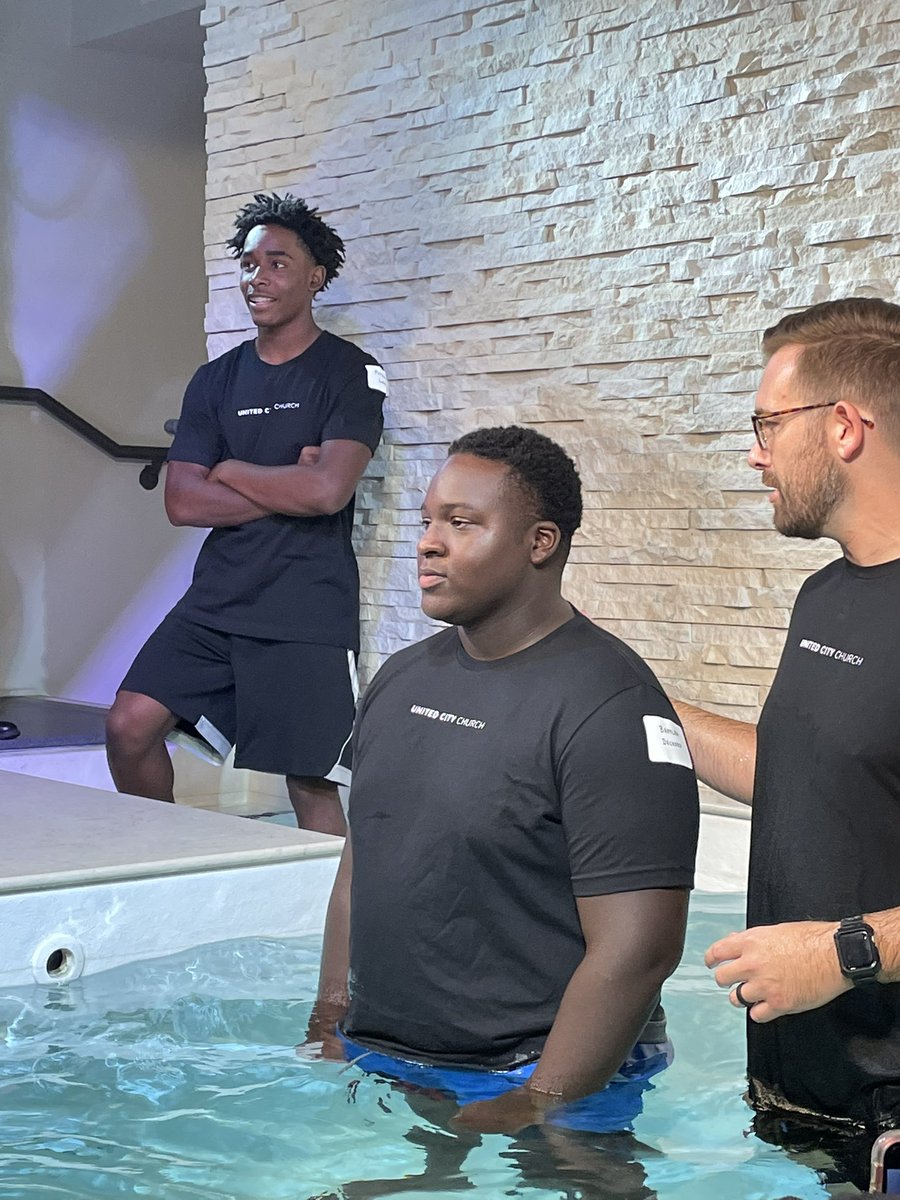blitzemD's tweet photo. NOTHING BETTER than having 2 players getting baptized this morning after last week!  Very proud of @Patricklong_JR and @BraylenDeckard1!  Thanks to @Coach_RobMurphy and @FootballHumble who came to help celebrate this special morning!  #FAM1LY #BLEEDPURPLE #MoreThanBall https://t.co/eMsk7Xm9cA