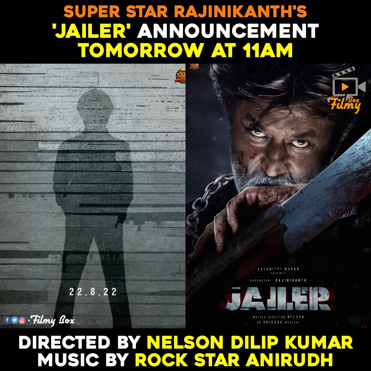 _filmybox_'s tweet photo. Guess What Would Be?
#Jailer #Rajinikanth #Shivarajkumar #Thalaivar169 #NelsonDilipkumar #Anirudh #SunPictures #Tamil #kannada #trending #tollywood #telugumovie #updates #trendingnow #tollywoodupdates #tollywoodfilm #updatesnow #todayupdates #FilmyBox https://t.co/sGA7o6fUmu