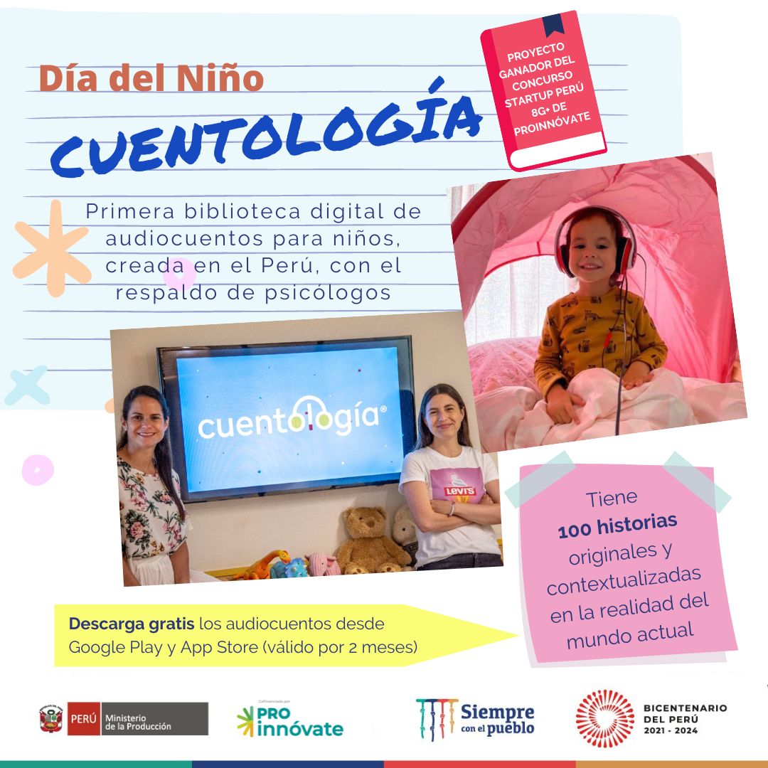 #DíadelNiño 📖🎧 Conoce el proyecto Cuentología, emprendimiento innovador seleccionado en el concurso StartUp Perú 8G+. 
Esta app de audiocuentos ayuda a los niños a mejorar su inteligencia emocional, desarrollen habilidades y fomenten su creatividad. 
👉 bit.ly/ProyectoCuento…