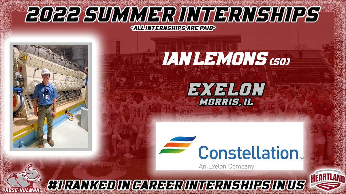 Coach_Stanton1's tweet photo. Our next player recognized is Ian Lemons, a Freshman Defensive Back who has an internship with Constellation. Ian is an Electrical Engineering Major from Peoria, IL. #RHInternT #WeWork https://t.co/J2Z5ejWpq4