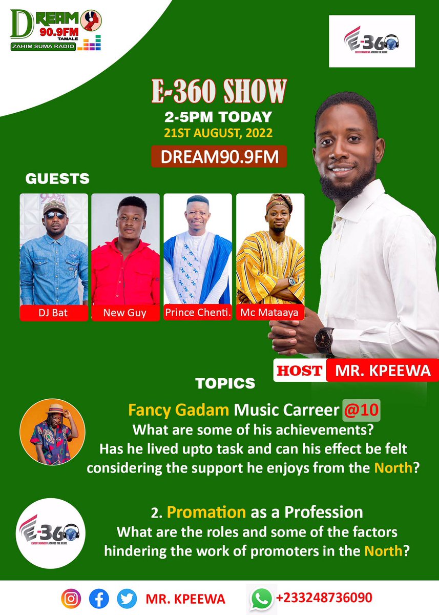 Today at 2Pm on the <a href="/E360Show1/">E-360 Show</a> on your favorite radio 90.9.