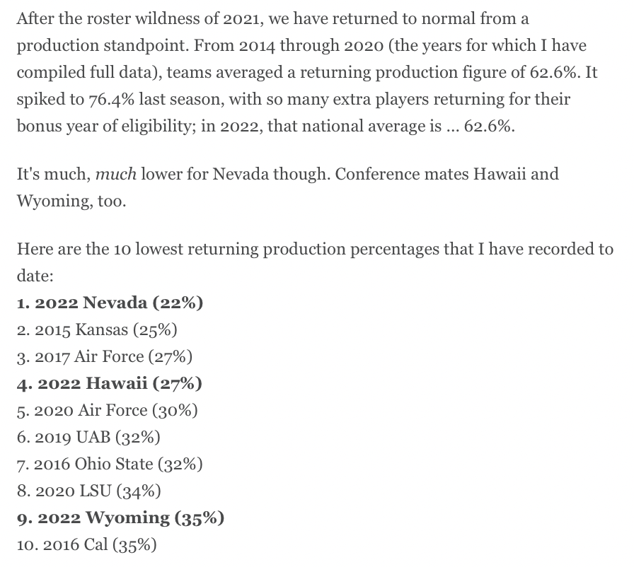 Bill Connelly on Twitter "Since 2014, only two teams have returned