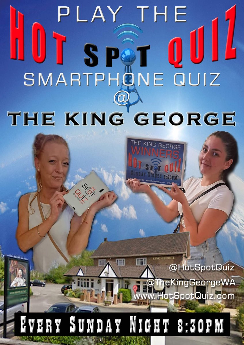 HotSpotQuiz's tweet photo. SUNDAY - @TheKingGeorgeWA in #Hale is @HotSpotQuiz Night #SmartPhoneQuiz Powered by @SpeedQuizzing 
It's FREE to play &amp; starts at 8:30pm followed by Play Your Cards Right with a Ca$h Jackpot of £200
Get there with @LynxTaxis use the Promo Code "QUIZ5"
#SpeedQuiz #QuizNight #PYCR https://t.co/eVlGTEYBTq